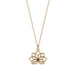 Chakra necklace with lotus and gemstone