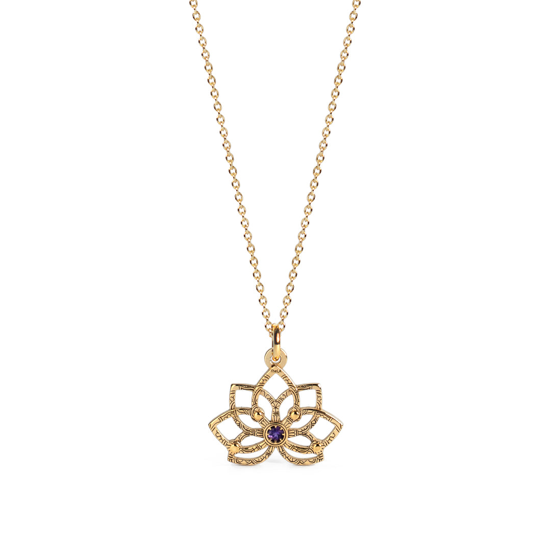 Chakra necklace with lotus and gemstone