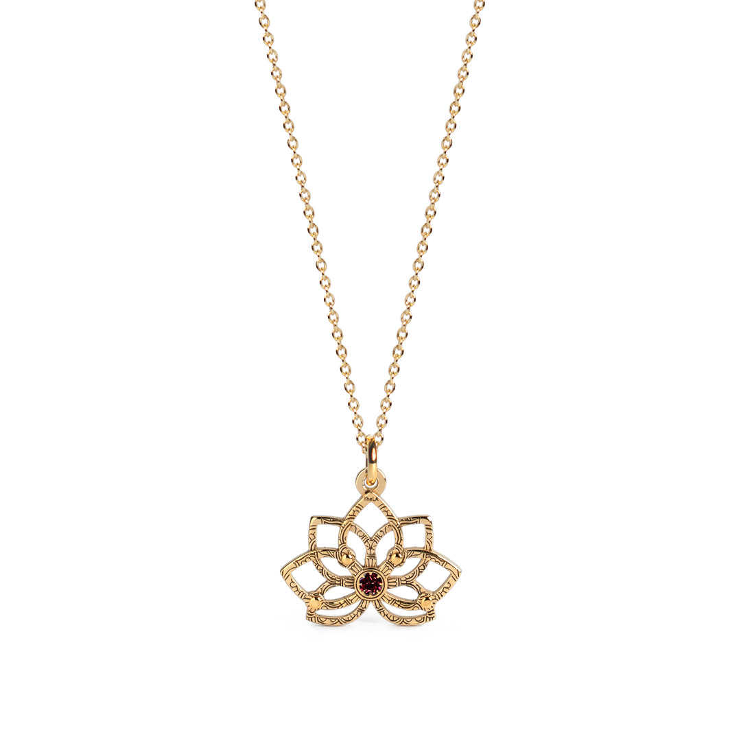 Chakra necklace with lotus and gemstone
